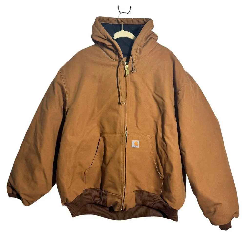 Carhartt J140 Duck Active Jacket Men 2XL Brown Quilted Flannel Lined Made in USA